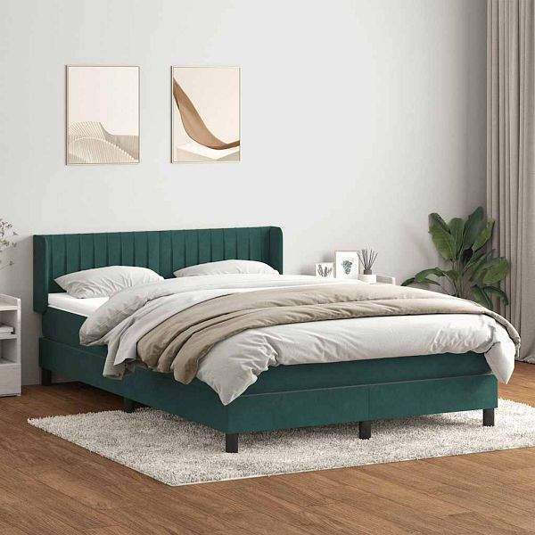 vidaXL Boxspringbett mit Matratze Dunkelgrün 160x220 cm Samt, 3318330