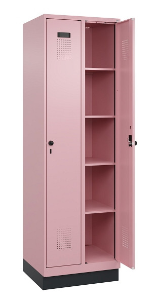 C+P Wäsche-Spind Evolo PLUS, mit Sockel, 2 Abteile, 1950x600x500mm, 3015/3015, Verschluss Drehriegel, Ablageböden 8, 049020-20B S10024