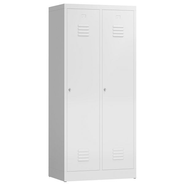 Lüllmann ClassiX Garderobenschrank, 2 Abteile mit S/W-Trennung, 1800 x 800 x 500 mm, signalweiß, X-515127