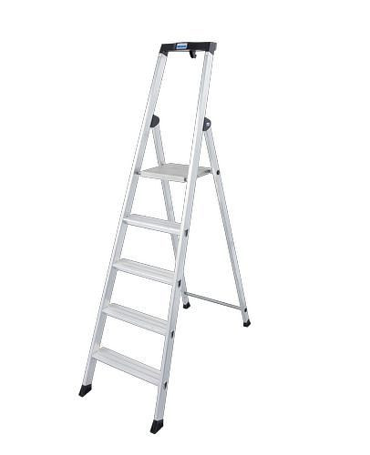 Krause Stufenstehleiter Solido, Aluminium, extrem rutschfeste Plattform, 5 Stufen, 257461