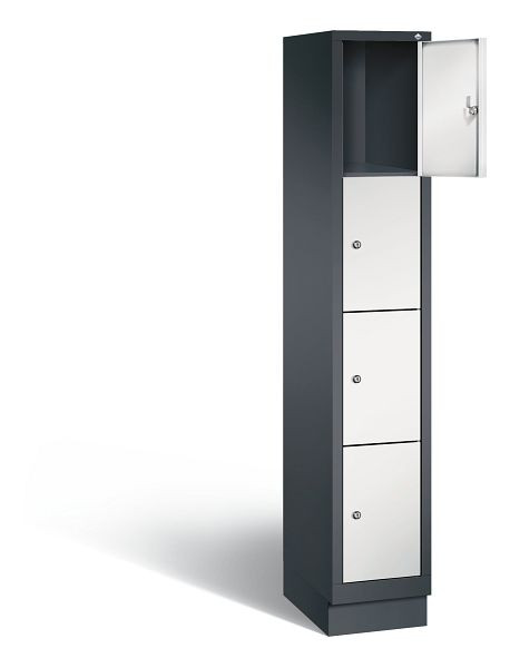 C+P Schließfachschrank Evolo, H1800xB320xT500mm, Farbe: Schwarzgrau / Lichtgrau, 48020-104 S10075