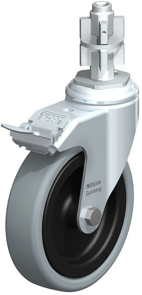 Blickle LKRA-VPA 126G-11-FI-E15 Apparate-Lenkrolle mit Expander & Feststeller, Vollgummi, Grau, 225524