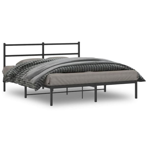 vidaXL Bettgestell mit Kopfteil Metall Schwarz 160x200 cm, 355368