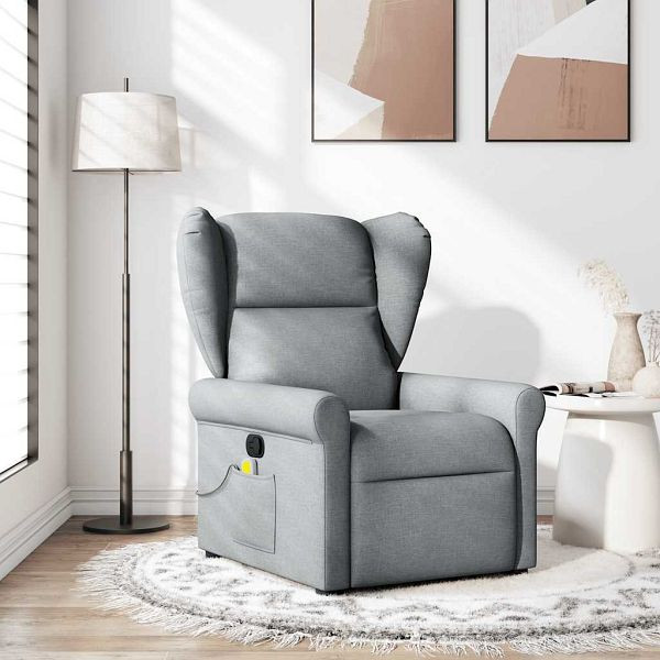 vidaXL Massagesessel Hellgrau Stoff, manuelle Liegefunktion, 4015666