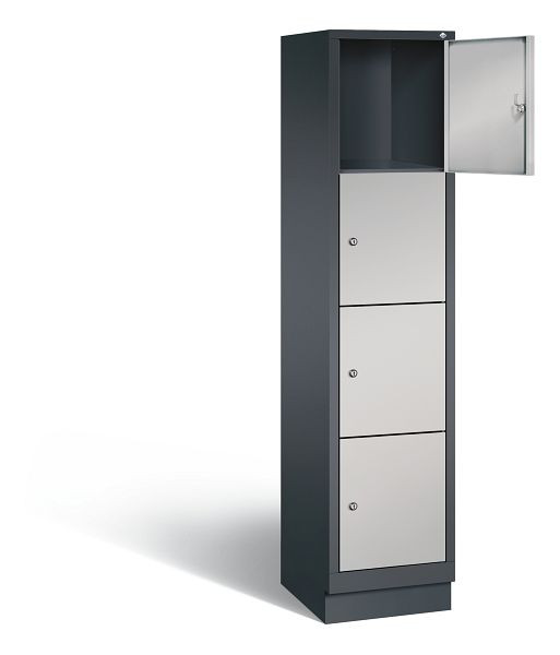 C+P Schließfachschrank Evolo, H1800xB420xT500mm, Farbe: Schwarzgrau / Weißaluminium, 48020-124 S10076