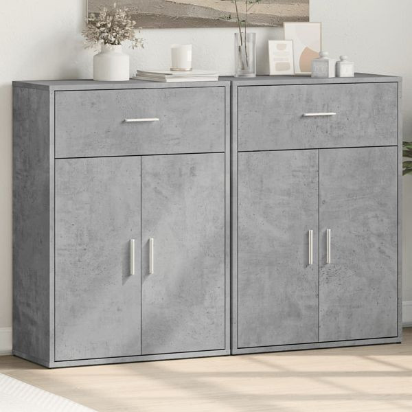 vidaXL Sideboards 2 Stück Betongrau 60x30x84 cm Holzwerkstoff, 3276598