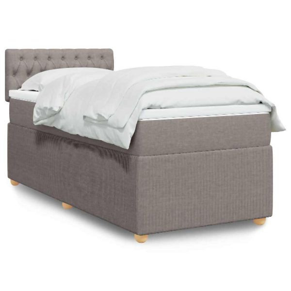 vidaXL Boxspringbett mit Matratze Taupe 90x190 cm Stoff, 3287322