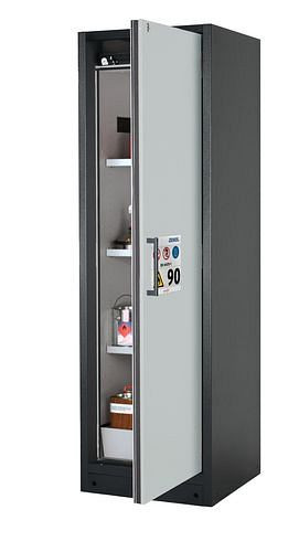 asecos Feuerbeständiger Gefahrstoffschrank Select W-63R-O "one touch", 3 Einlegeböden, Tür grau, 201463