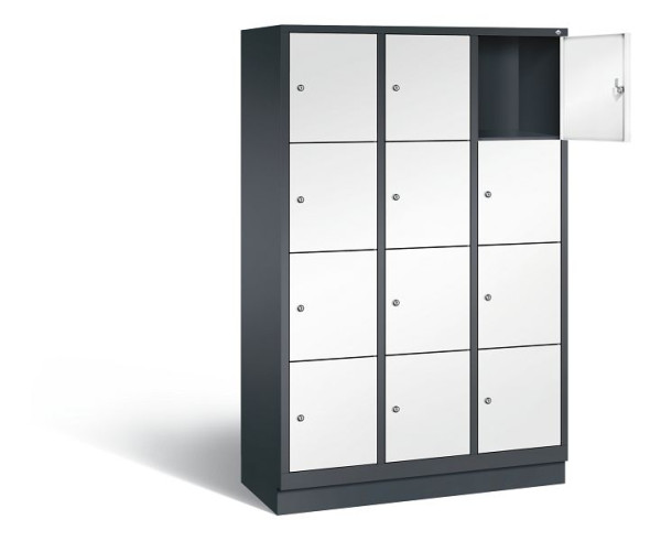 C+P Schließfachschrank Evolo, H1800xB1200xT500mm, Farbe: Schwarzgrau / Verkehrsweiß, 48020-324 S10229