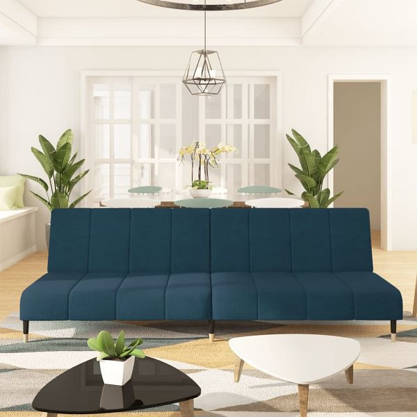 vidaXL Schlafsofa 2-Sitzer Blau Samt, Füllung: Schaumstoff, 375873