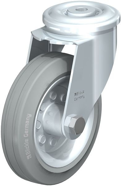 Blickle LER-VE 150R-SG Stahlblech-Lenkrolle mit Rückenloch, Vollgummi, Grau, 698399