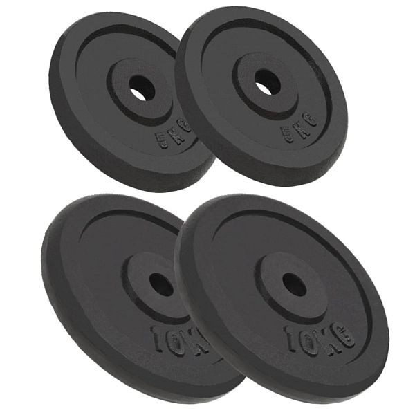 vidaXL Hantelscheiben 4 Stück 2x10 kg+2x5 kg Gusseisen, 91395