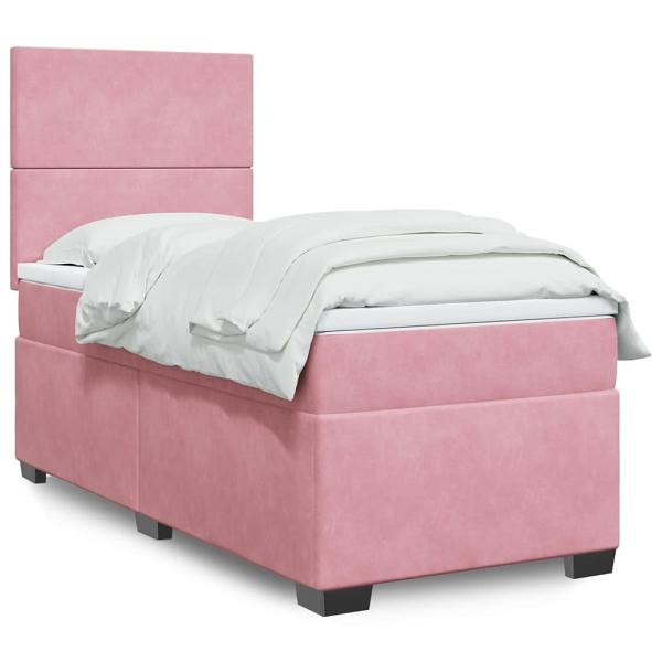 vidaXL Boxspringbett mit Matratze Rosa 90x190 cm Samt, 3290785