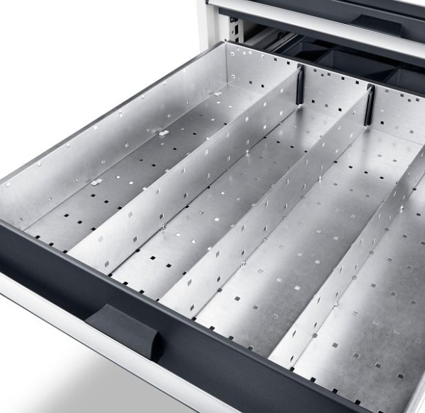 bott cubio Trennwand für Tiefe 525 mm Schubladen Höhe ab 150 mm BxTxH: 1 x 395 x 127 mm, verzinkt, VE: 3 Stück, 43001019.51