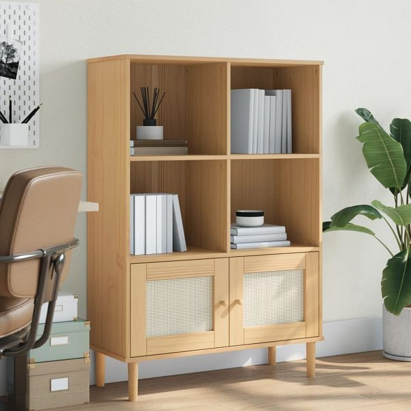 vidaXL Bücherschrank SENJA Rattan-Look Braun 90x35x130 cm Kiefernholz, 358061
