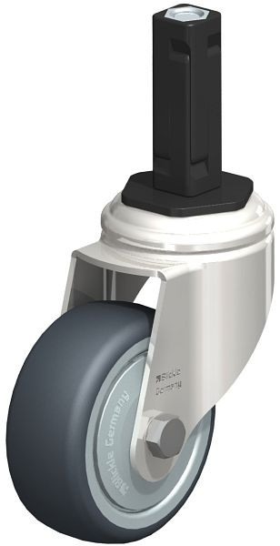 Blickle LKRXA-TPA 80KD-11-FK-EXV12 Edelstahl-Apparate-Lenkrolle mit Expander, Thermoplastisches Gummi-Elastomer, Grau, 853143