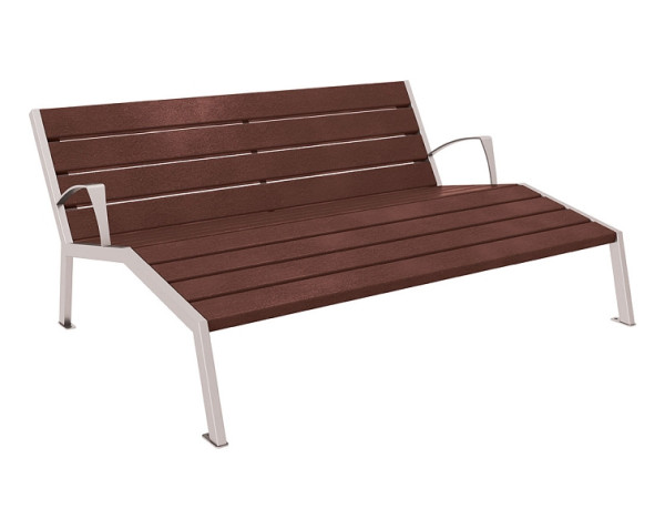 Procity Liegestuhl Silaos®, Mit Armlehne, Stahl & Recycling-Kunststoff, Braun/RAL 7044, 209665.7044