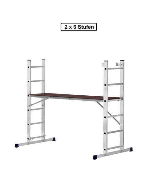 VaGo-Tools Arbeitsgerüst Gerüst Baugerüst Treppengerüst 2 x 6 Stufen Leiter Bühne, AL-206_xv