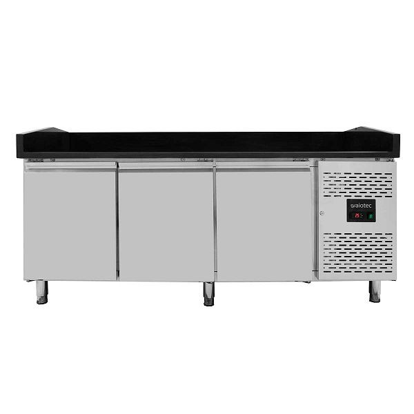 Vaiotec EASYLINE Pizzakühltisch 800 / 3-türig "schwarz", 202x80x100 cm, 10073