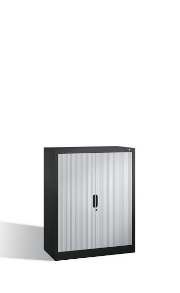 C+P Sideboard mit Rollladen Omnispace, H1230xB1000xT420mm, Farbe: Schwarzgrau / Lichtgrau, Griffmulde, 3 OH, 3232-00 S10091