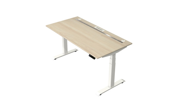 Kerkmann Steh-/Sitztisch Move boost 4 1600 X 800 elektrisch höhenverstellbar von 640-1290 mm, Weiß/Ahorn, 10430650