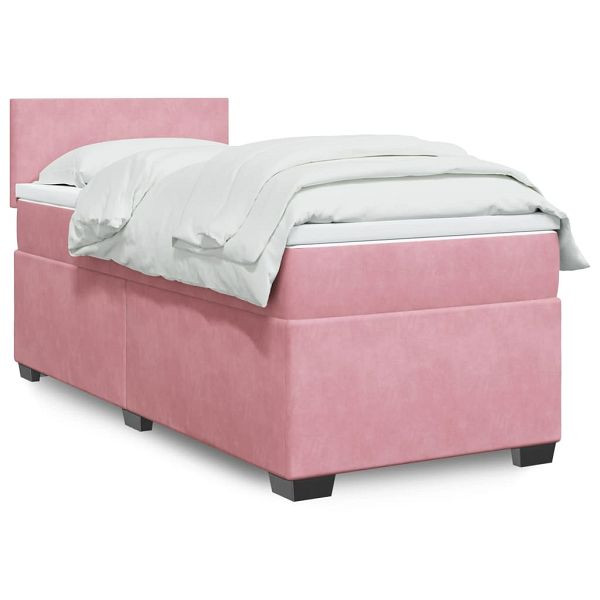 vidaXL Boxspringbett mit Matratze Rosa 100x200 cm Samt, 3286233