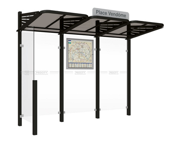 Procity Wartehalle Convi® - Standard - 1 Seitenverkleidung Links, Farbe RAL 9005, 529368.9005