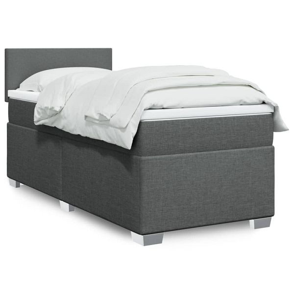 vidaXL Boxspringbett mit Matratze Dunkelgrau 100x200 cm Stoff, 3285793