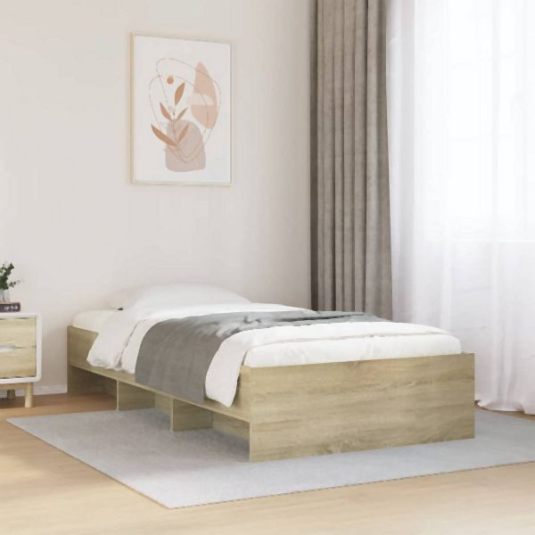 vidaXL Bettgestell ohne Matratze Sonoma-Eiche 90x200 cm Holzwerkstoff, 3295676