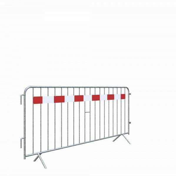 Schake Absperrgitter Typ E, aus Stahlrohr 25 mm, mit einer Tastleiste 100 mm, Folie rot / weiß, Typ RA1/A, 419_010E