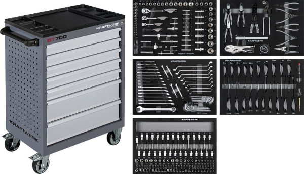 Kraftwerk BASIC LINE Werkstattwagen BT700, 7 Schubladen, 274-tlg, 102.117.106
