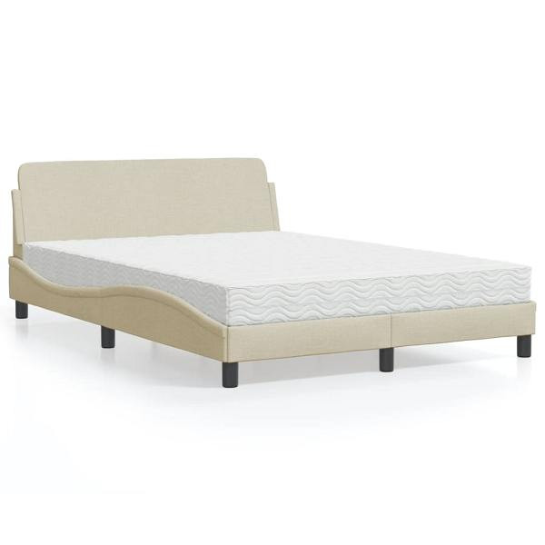 vidaXL Bett mit Matratze Creme 140x200 cm Stoff, 3208409