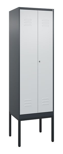 C+P Umkleidespind Classic PLUS SW, Gestell, 2 Abteile, 2120x600x500mm, 7016/7035, Zylinderschloss, 0800327-20 S10028