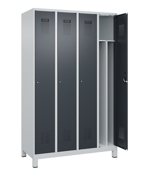 C+P Spind Evolo PLUS, mit Füßen, 4 Abteile, 1950x1200x500mm, 7035/7016, Verschluss Zylinderschloss, 049010-40F S10039