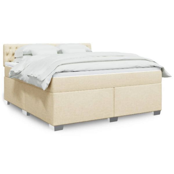 vidaXL Boxspringbett mit Matratze Creme 180x200 cm Stoff, 3285979