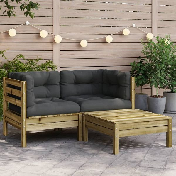 vidaXL Gartensofa mit Kissen und Hocker 2-Sitzer, 838180