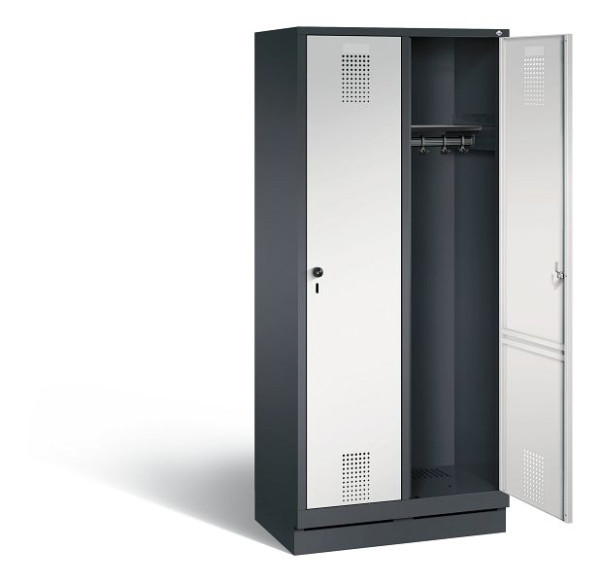 C+P Garderobenschrank Evolo, H1800xB810xT500mm, Farbe: Schwarzgrau / Lichtgrau, 48020-22 S10108