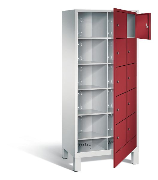 C+P Wäsche-Sammelschrank Evolo, H1850xB810xT500mm, Farbe: Lichtgrau / Rubinrot, 48060-205 S10048