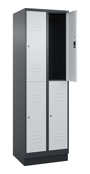 C+P Doppelstock-Spind Classic PLUS, Sockel, 2 Abteile, 1950x600x500mm, 7016/7035, 080320-20 S10028