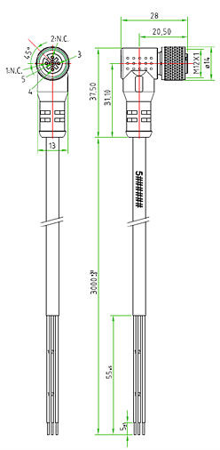 Hagnleone Kabel M12 Buchse 3m 3-polig, 7052