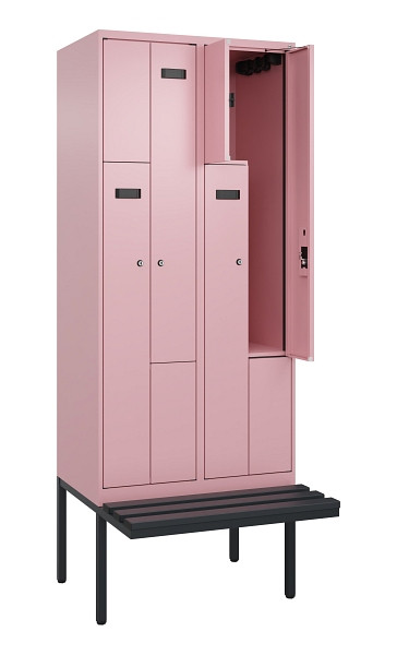 C+P Z-Spind Evolo PLUS, Bank, 4 Fächer, 2120x800x815mm, 3015/3015, Zylinderschloss, Material Sitzfläche Kunststoff, 0490437-224 S10105