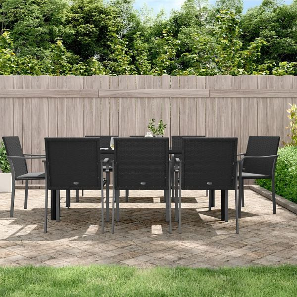 vidaXL 9-teilig Garten-Essgruppe mit Kissen Poly Rattan und Stahl, 3186968