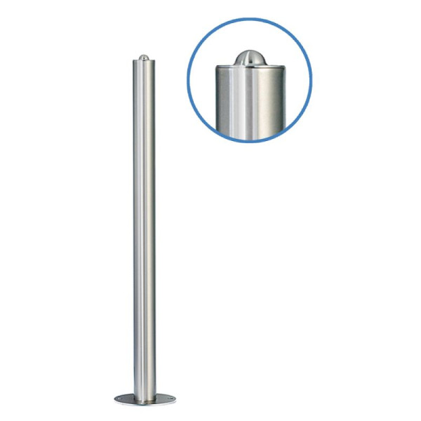 Stein HGS Absperrpfosten -Acero Halbhügel- (V2A) Ø 76 mm, zum Aufdübeln, umlegbar, mit DK/, Schließung oben, glasperlengestrahlt, 13083-gg