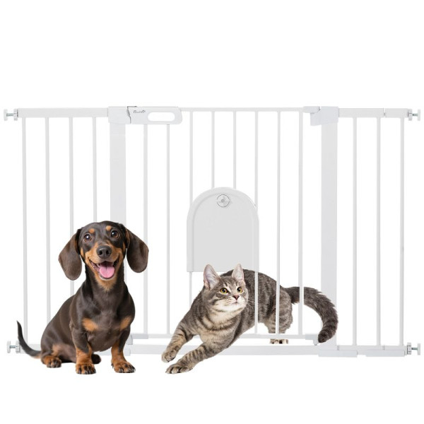 PawHut Türschutzgitter Treppenschutzgitter Hunde Absperrgitter Schutzgitter für Haustier Hundegitter, D06-110V02