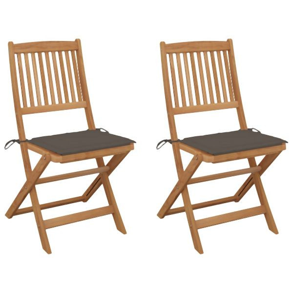 vidaXL Klappbare Gartenstühle 2 Stk. mit Kissen Massivholz Akazie, 3064652