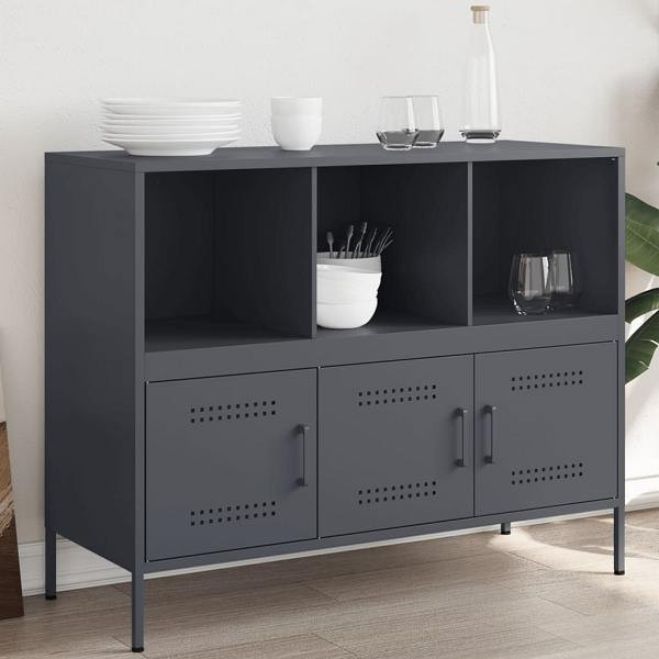 vidaXL Sideboard Anthrazit 100,5x39x79 cm Kaltgewalzter Stahl, 843092