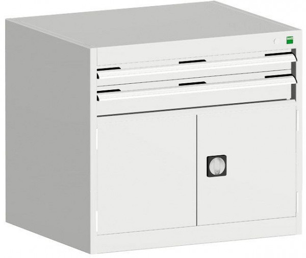 bott cubio Schubladenschrank bestückt mit 2 Schubladen, Tür BxTxH: 800 x 525 x 700 mm, RAL 7035, 40012007.16V