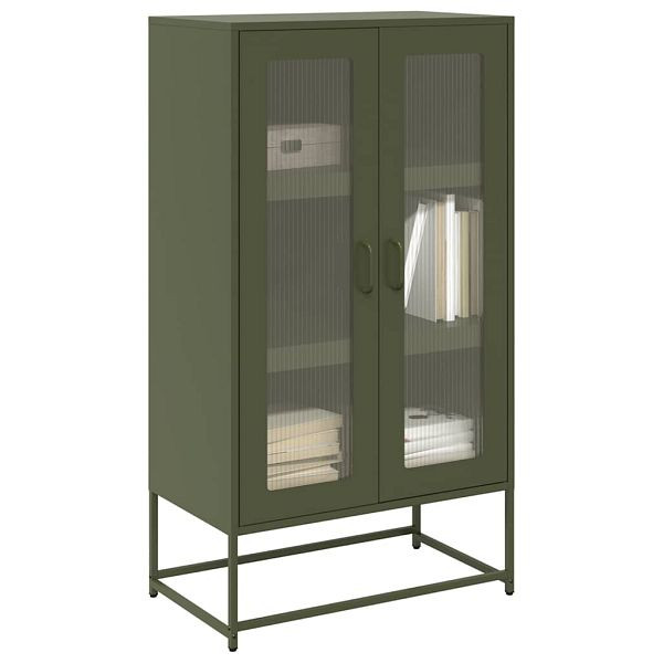 vidaXL Highboard Olivgrün 68x39x123 cm Stahl, 853360, 8721158371942