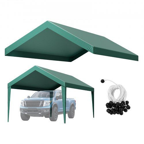 VEVOR Carport-Ersatzdach 3x6 m, UV-beständige Garagenzeltplane dunkelgrün, strapazierfähig, Rahmen nicht inkl., CKPB10X20FTMSHGRL001V0