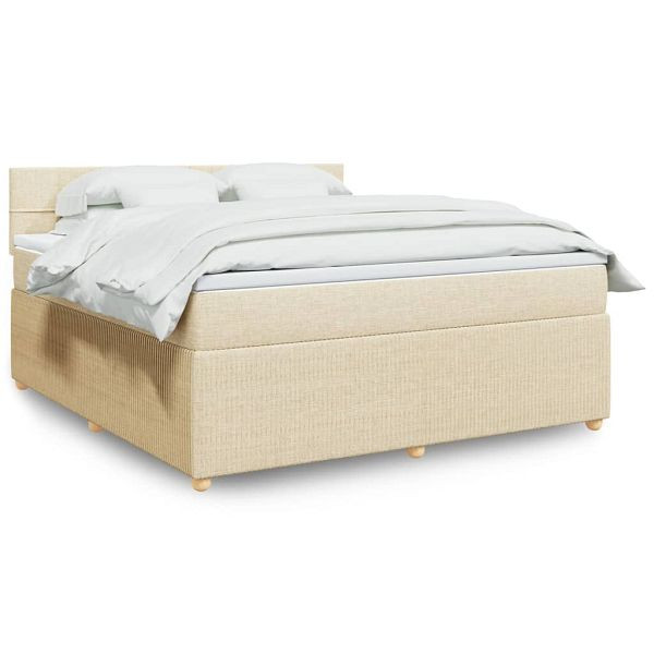 vidaXL Boxspringbett mit Matratze Creme 180x200 cm Stoff, 3289840